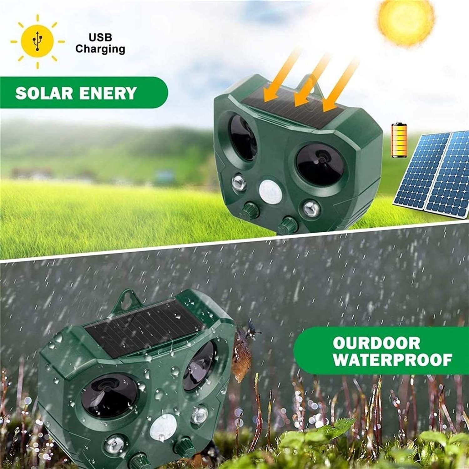 SJZ hot sell solar battery powered outdoor indoor ultrasonic Smart pest control  machine  equipment product animal repeller