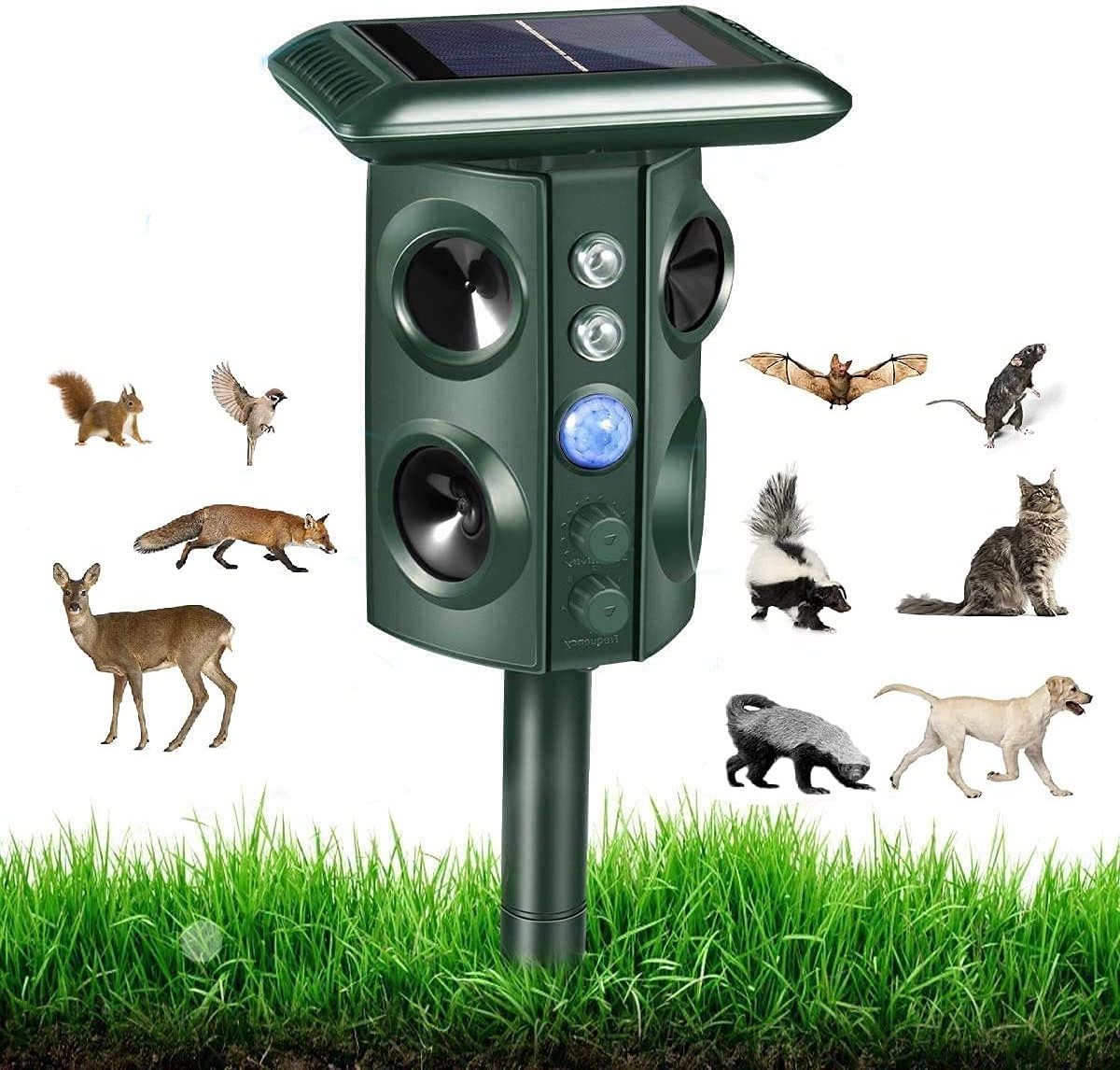 SJZ  Outdoor Waterproof IP58 Solar Rats Mouse Trap Bird Mole Snake Mice Ultrasonic animal repellent for garden