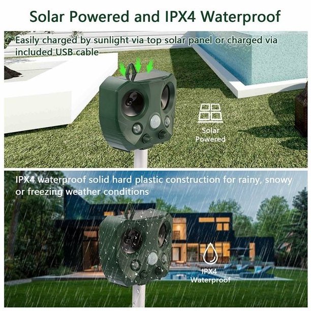 SJZ Outdoor New Design solar ultrasonic animal repellent mouse rats insect Rodent Groundhog electronic bird control repellent