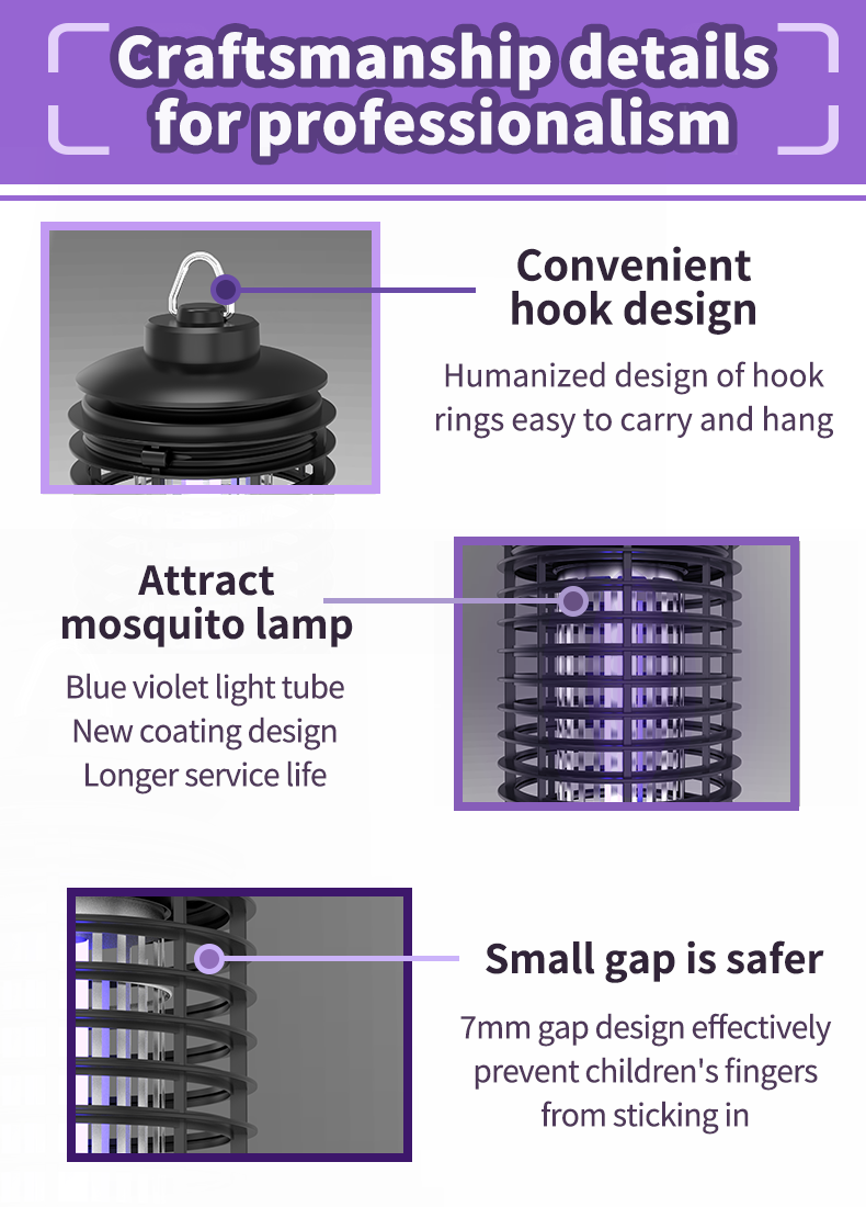 SJZ OEM Factory Effective High Voltage Electric UV Led Photocalyst Mosquito Killer Lamp Bee Moth Mosquito Fly Trap Bug Zapper