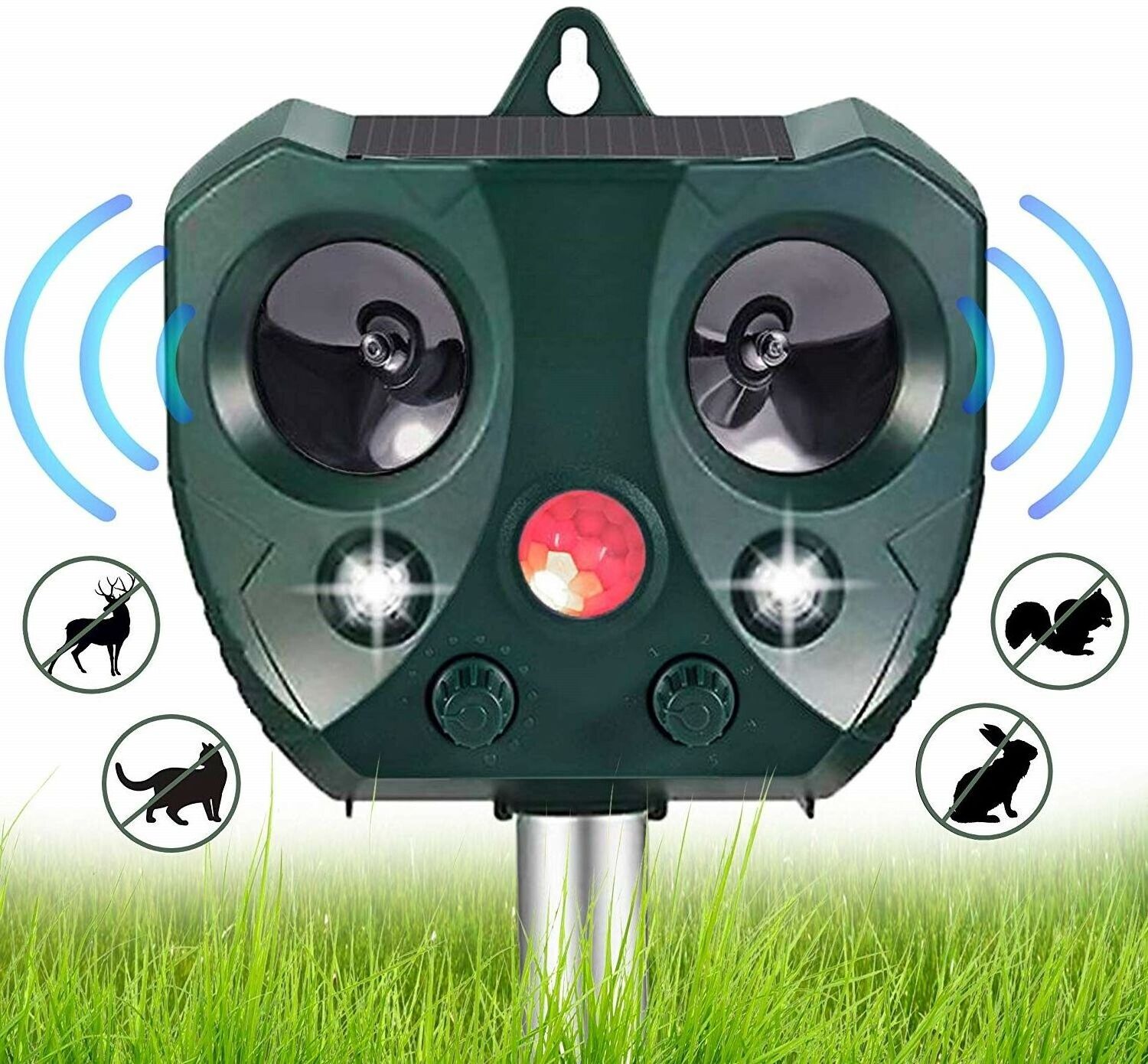 Top Outdoor Strong Waterproof Solar Powered Monkeys Evictor Eye- nighttime Dogs Cat Deer bird Wild Ultrasonic Animal Repeller