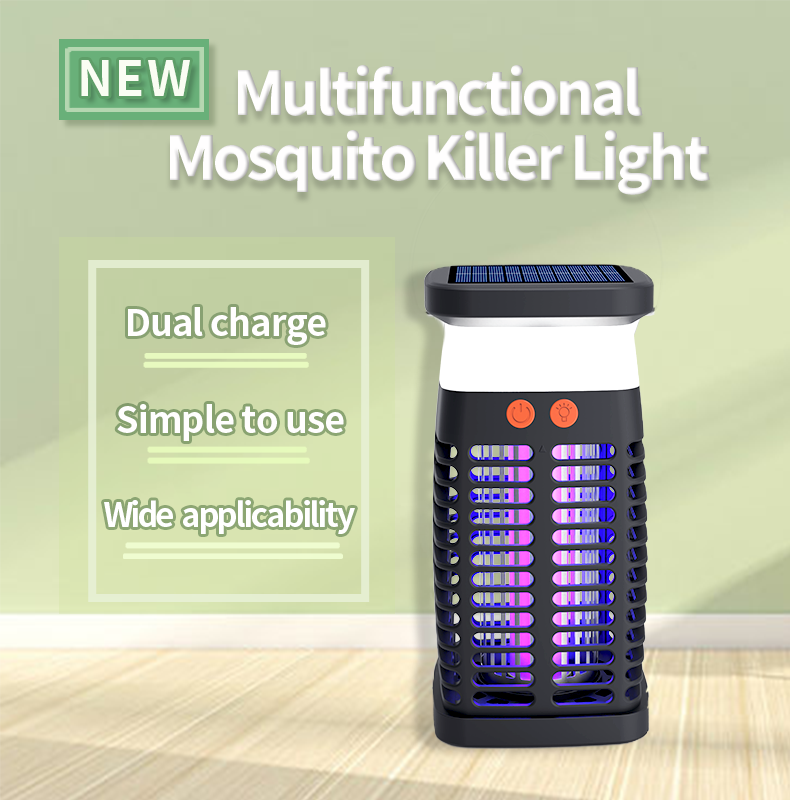 Saijzek.Wholesale 4000mah 4200V Indoor Outdoor Patent Rechargeable Solar fly mosquito lamp Bug Zapper With Colorful led lamp