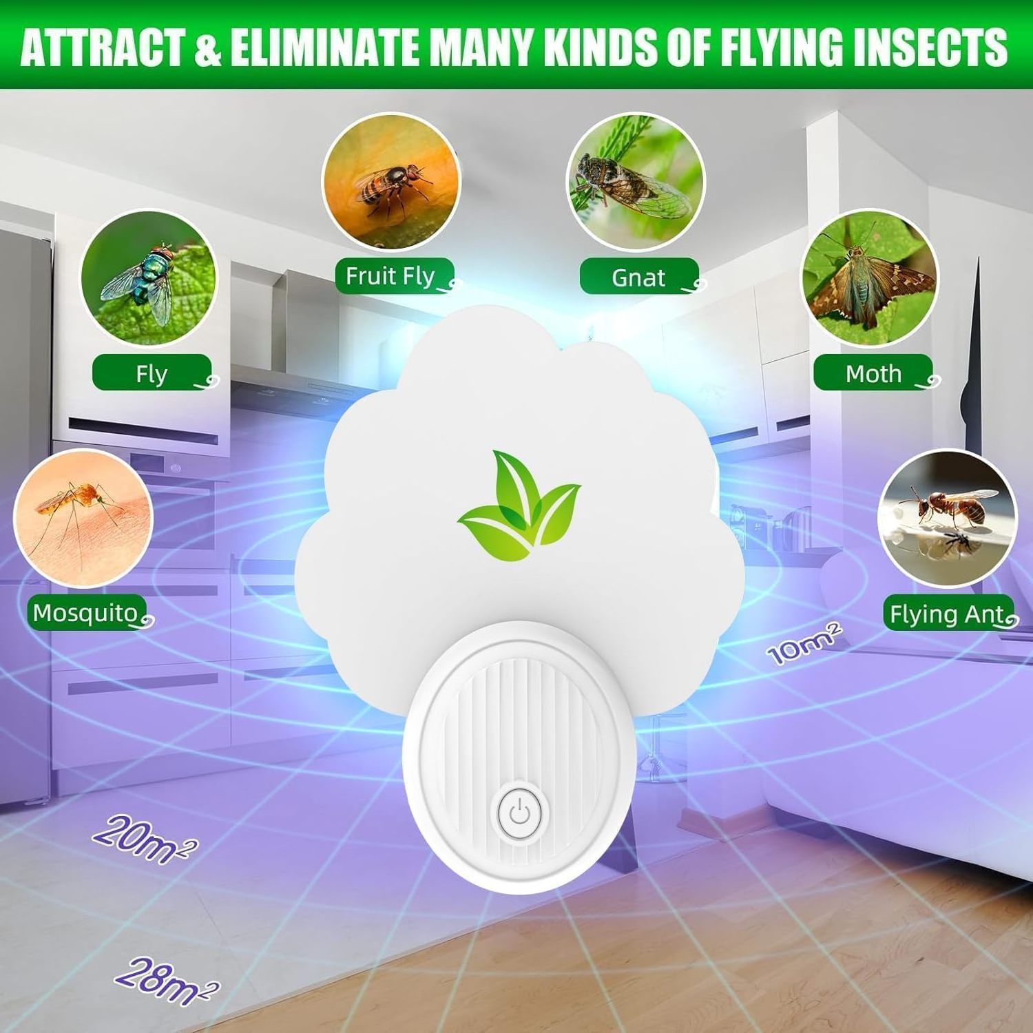 Saijzek New 2 packs Indoor Electric Fly Trap Plug in Mosquito Fly Killer Trap Sticky insect Light Trap for  Flies Gnaps Moths