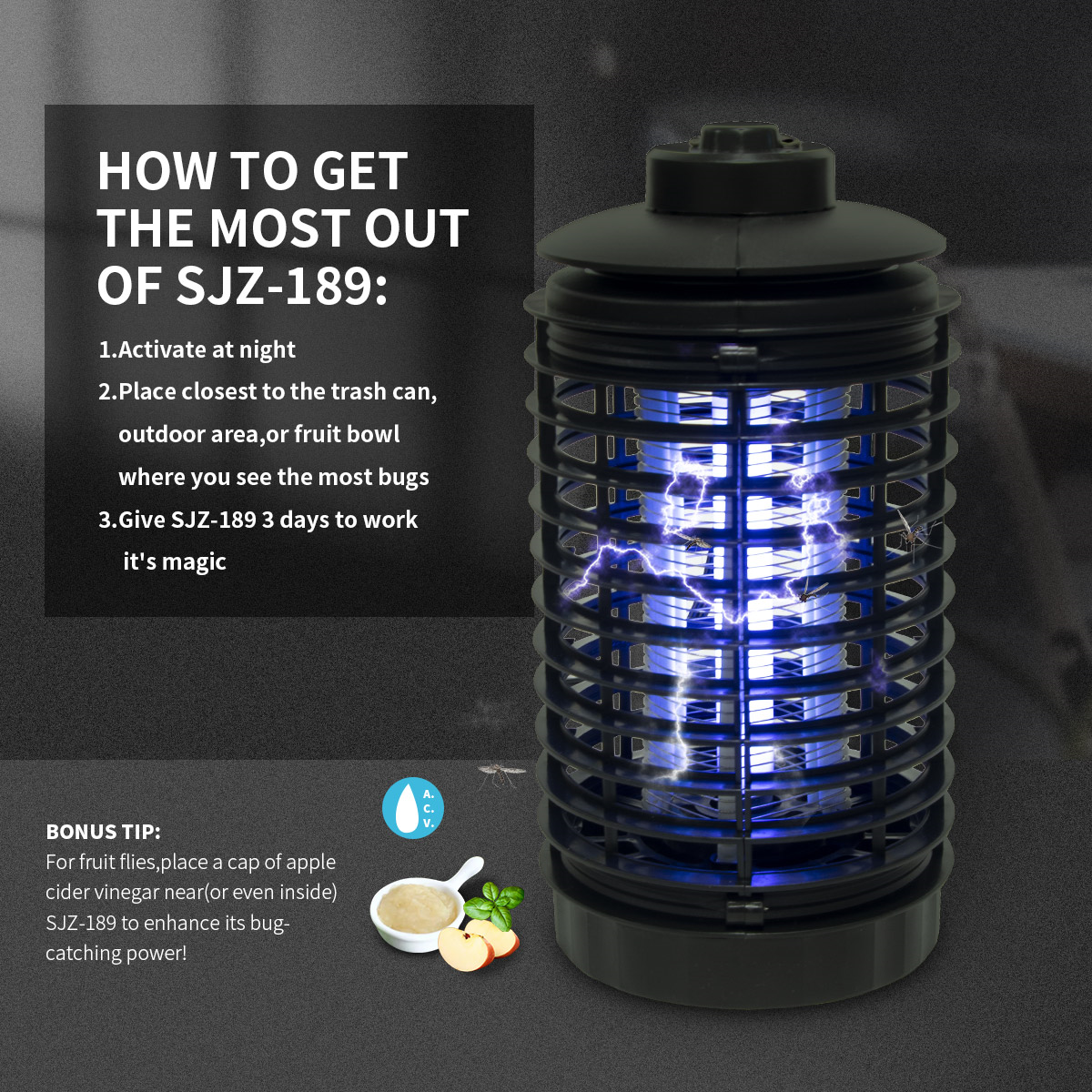 SAIJZEK OEM Indoor EU UK US Plug Powered Mosquito Killer Lamp UV LED Electronic Bug Moth Mosquito Fly Trap