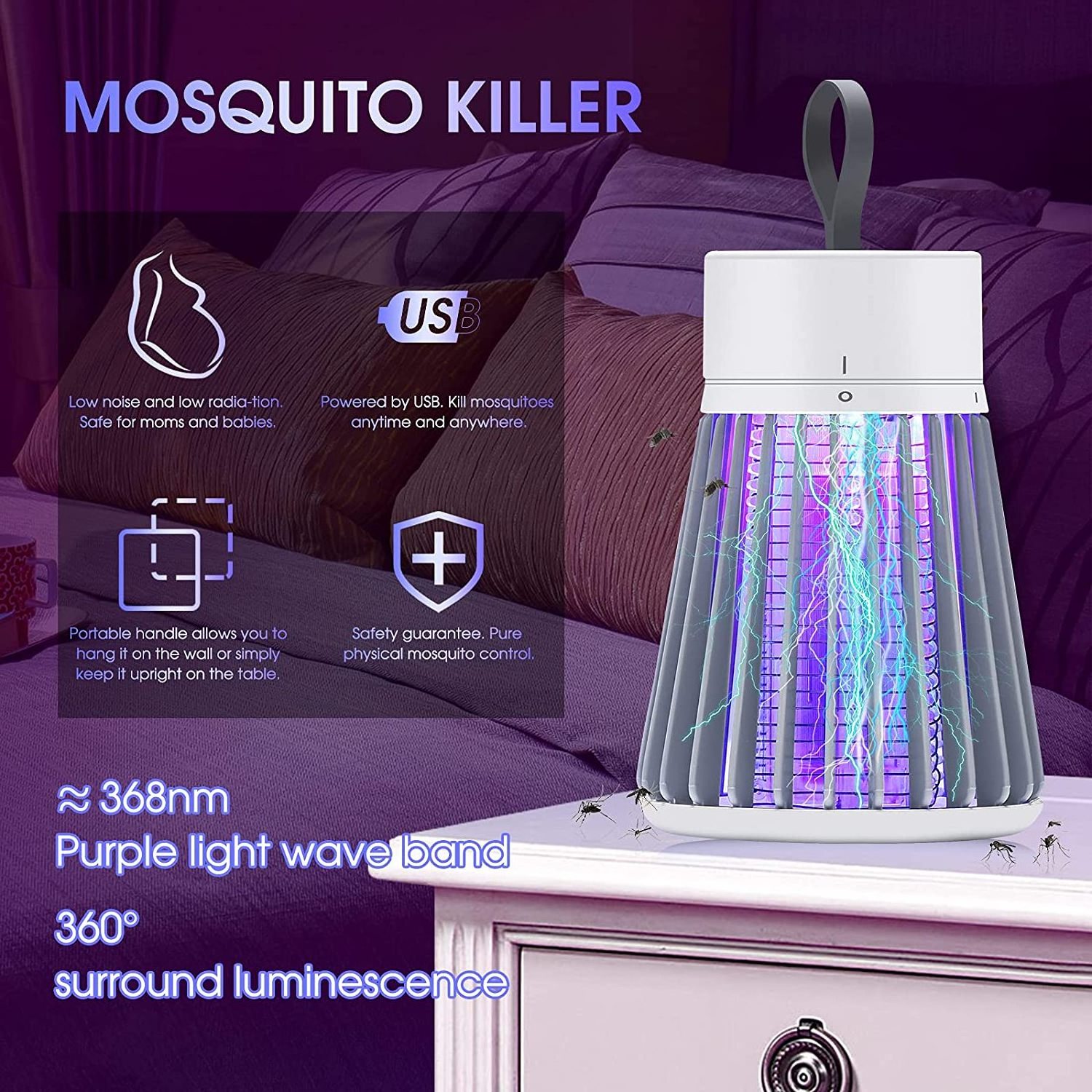 SJZ OEM/ODM hot selling Outdoor rechargeable USB electric shock bug zapper mosquito fly killer mosquito trap killer lamp