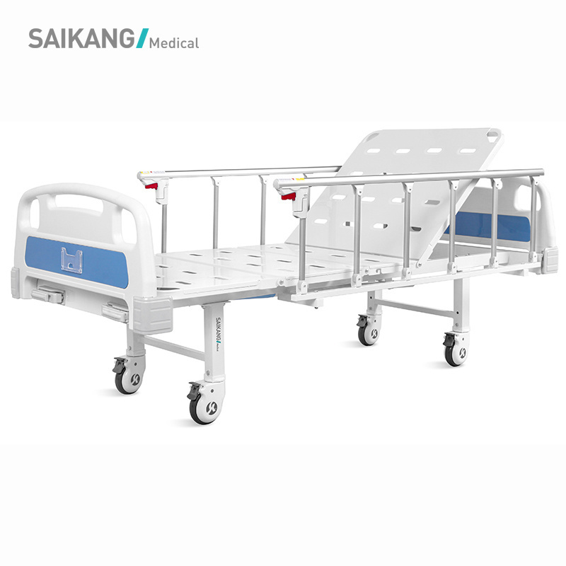 A2k SAIKANG Factory Aluminum alloy Side rail 2 Function Foldable Patient Nursing Medical Hospital Beds Price