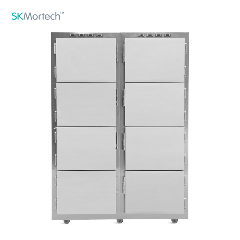 SKB-7A008 Factory 8 Drawer Stainless Steel Coffin Funeral Equipment Bodies Morgue Freezer Body Mortuary Refrigerator