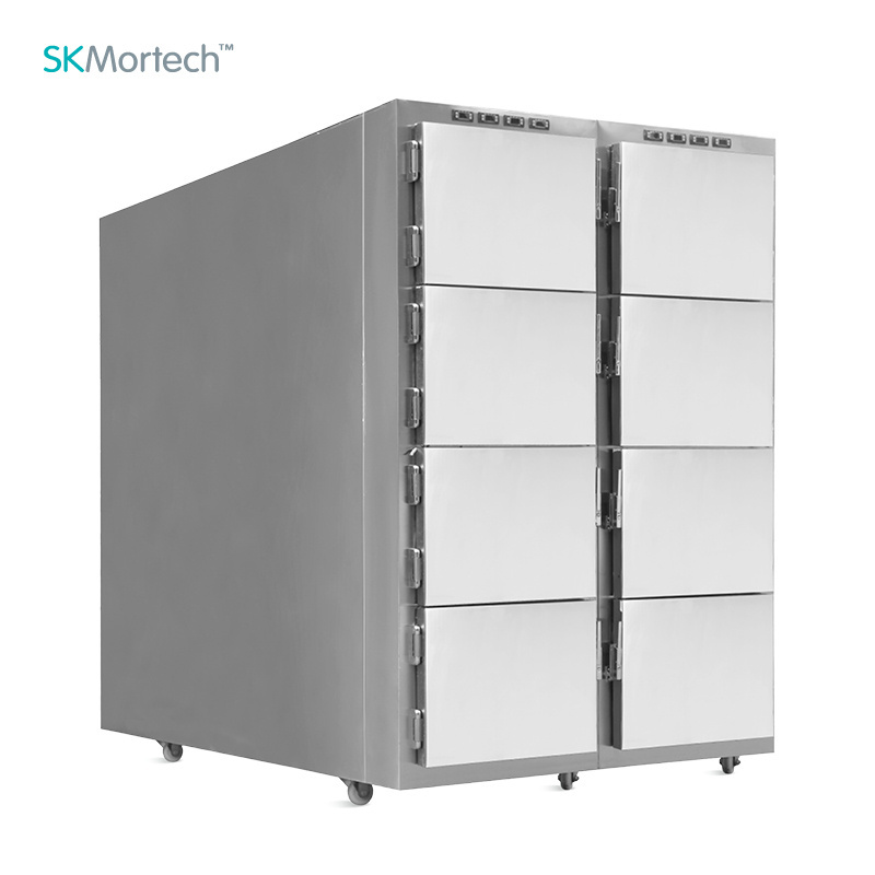 SKB-7A008 Factory 8 Drawer Stainless Steel Coffin Funeral Equipment Bodies Morgue Freezer Body Mortuary Refrigerator