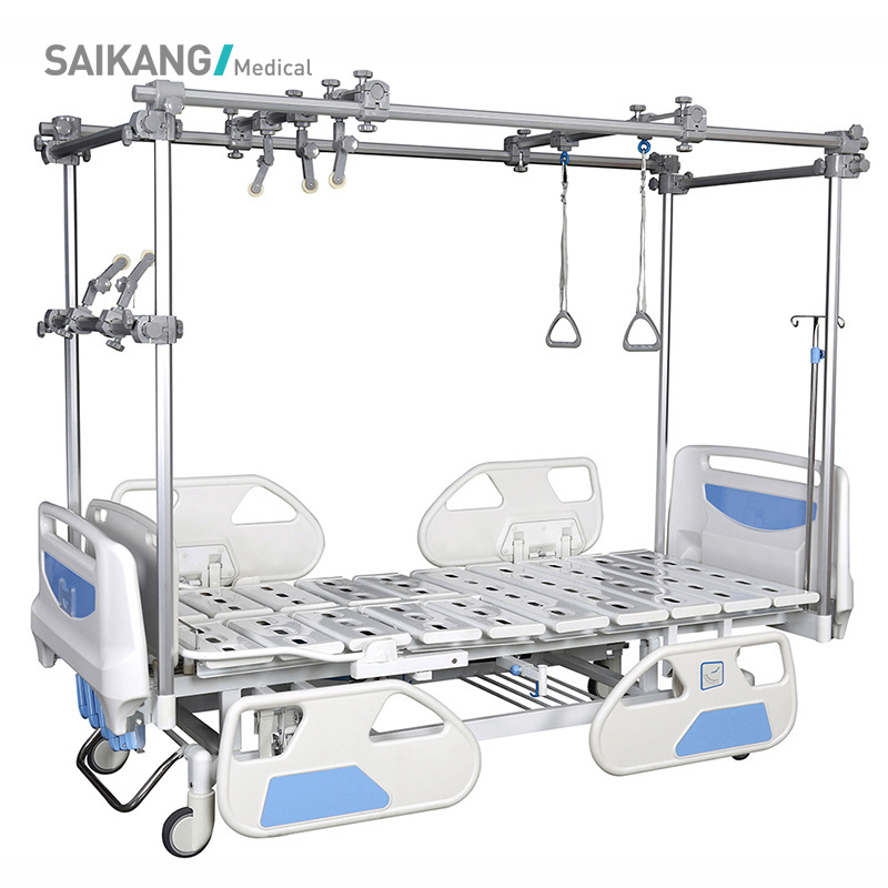 GB4e SAIKANG Wholesale Movable Multifunction Manual Orthopedic Lumbar Traction Hospital Bed with Wheels