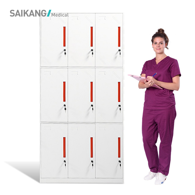 SKH098-9 SAIKANG Multi-door Hospital Clinic Locker Cabinets Stainless Steel Medical Storage Office Cabinets