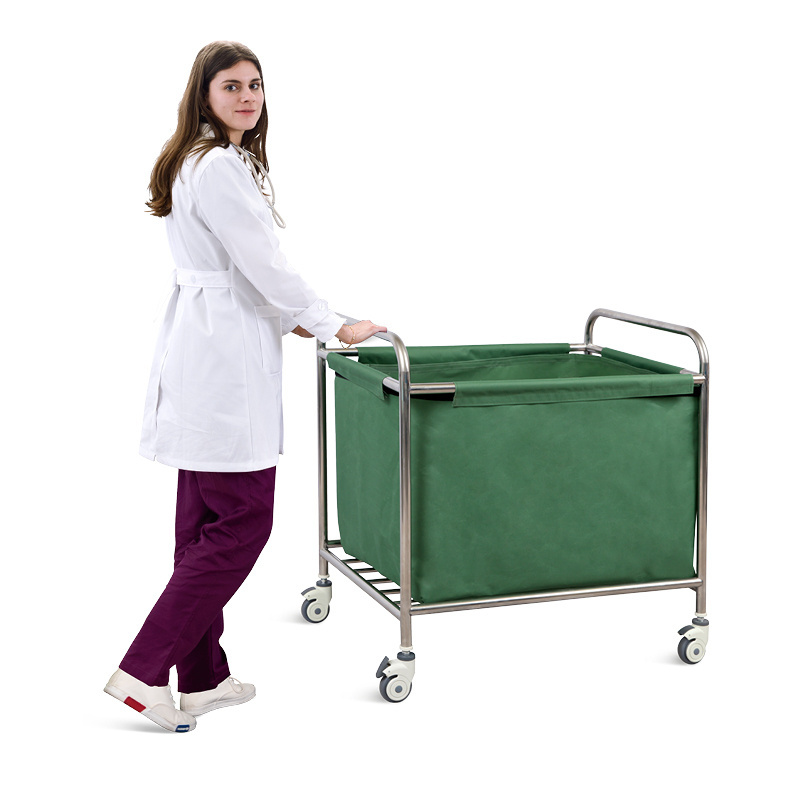 SKH040 SAIKANG Stainless Steel Hotel Clean Linen Cart Housekeeping Hospital Laundry Trolley