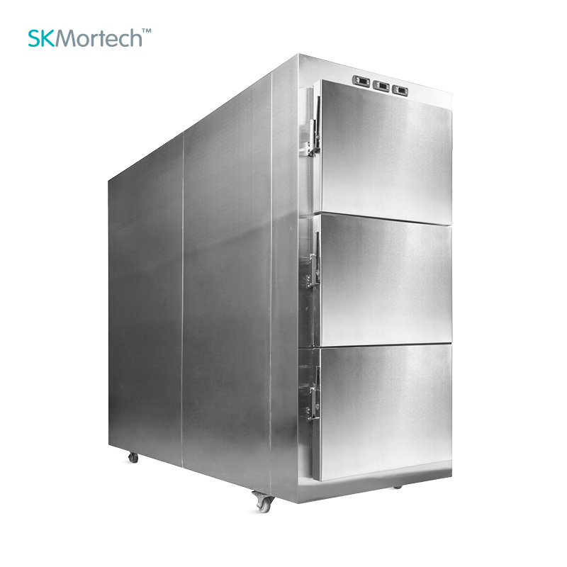 SKB-7A003 Stainless Steel 3 Drawer Morgue Casket Refrigerator Funeral Storage Cadaver Mortuary Freezer for Bodies