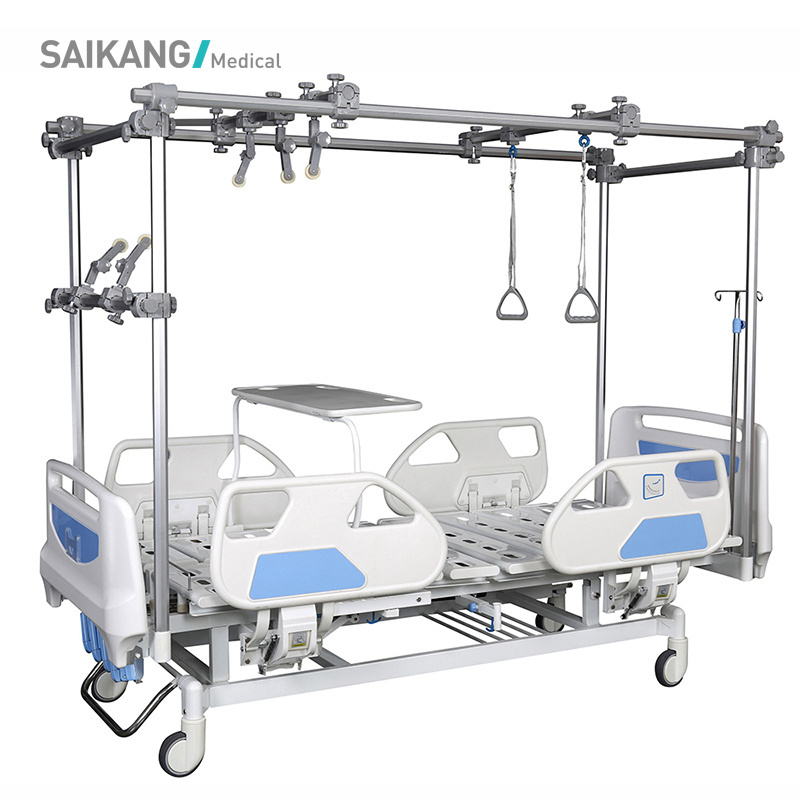 GB4e SAIKANG Wholesale Movable Multifunction Manual Orthopedic Lumbar Traction Hospital Bed with Wheels