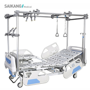 GB4e SAIKANG Wholesale Movable Multifunction Manual Orthopedic Lumbar Traction Hospital Bed with Wheels