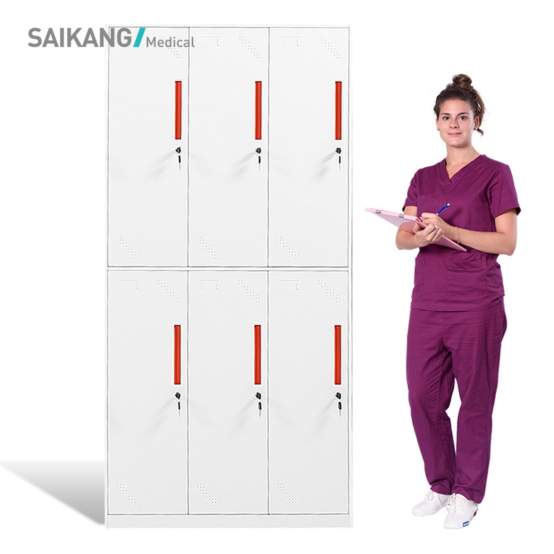 SKH098-6 SAIKANG Multi-door Medical Locker Cabinets Stainless Steel Hospital Storage Office Cabinets