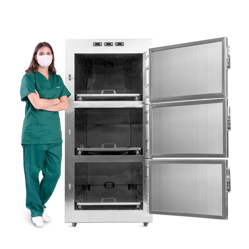 SKB-7A003 Stainless Steel 3 Drawer Morgue Casket Refrigerator Funeral Storage Cadaver Mortuary Freezer for Bodies