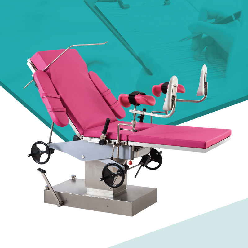 A105 Stainless Steel Multifunction Adjustable Manual Hospital Obstetric Bed Gynecology Operation Delivery Table Manufacturers