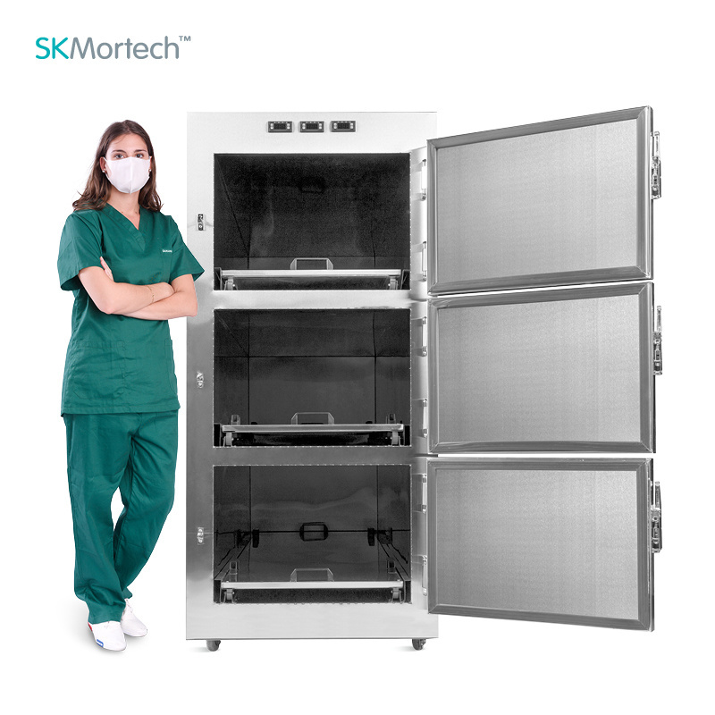 SKB-7A003 Stainless Steel 3 Drawer Morgue Casket Refrigerator Funeral Storage Cadaver Mortuary Freezer for Bodies