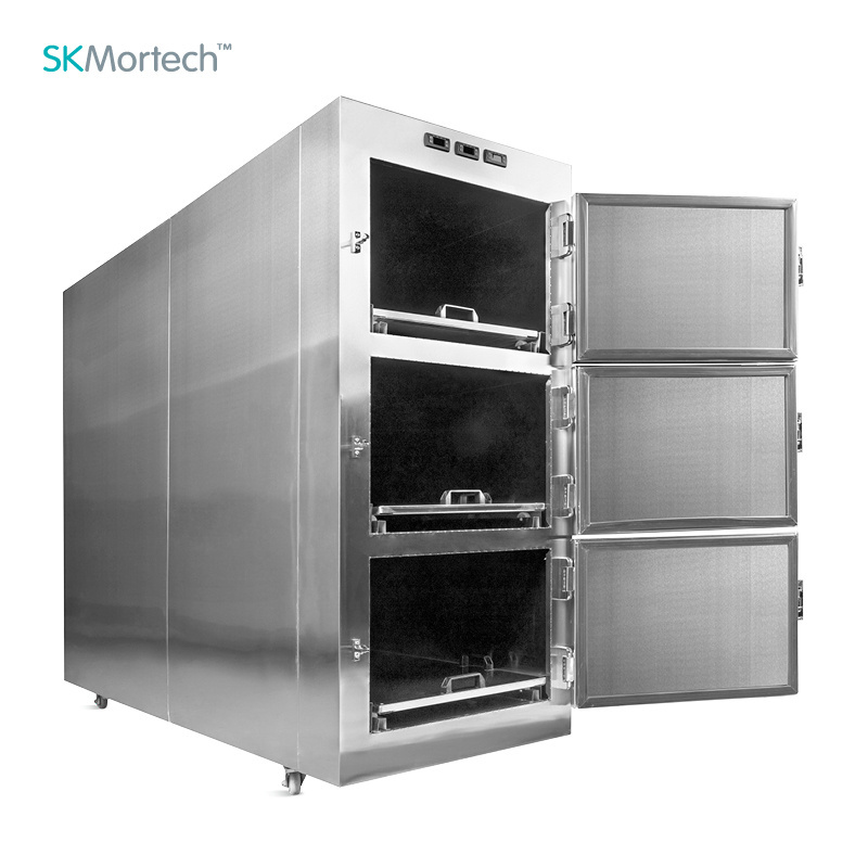 SKB-7A003 Stainless Steel 3 Drawer Morgue Casket Refrigerator Funeral Storage Cadaver Mortuary Freezer for Bodies