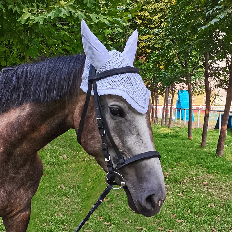 High Quality Customizable Crochet Ear Bonnet for Horse Racing Equestrian Supplier's Equine Fly Veil Soft Horse Riding Products