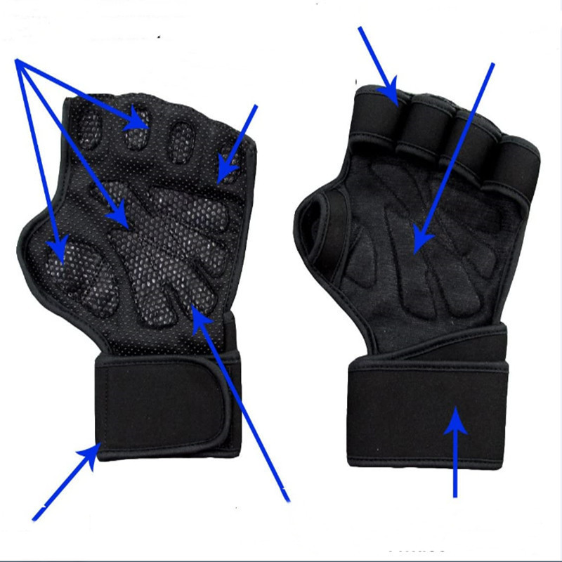 Adjustable Wrist Wraps Weightlifting Sports Gloves for Gym Fitn Supportive Safety Gloves