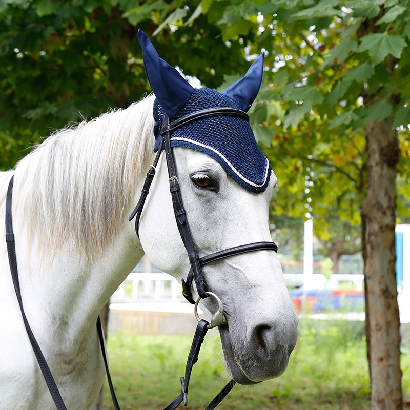 High Quality Customizable Crochet Ear Bonnet for Horse Racing Equestrian Supplier's Equine Fly Veil Soft Horse Riding Products