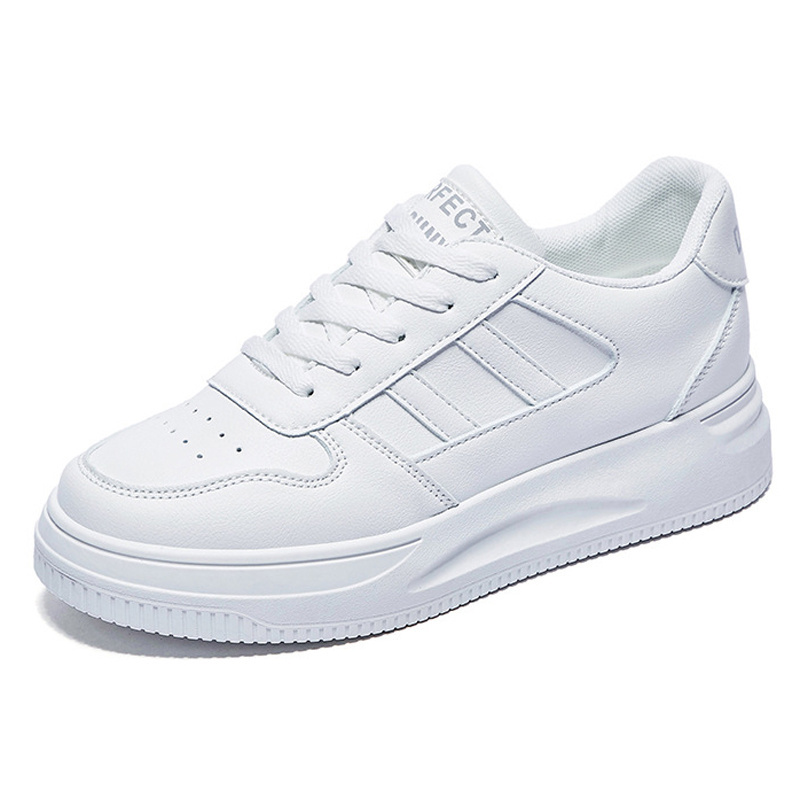 2023 popular lady white leather chunky walking style sneakers tennis footwear women casual shoes