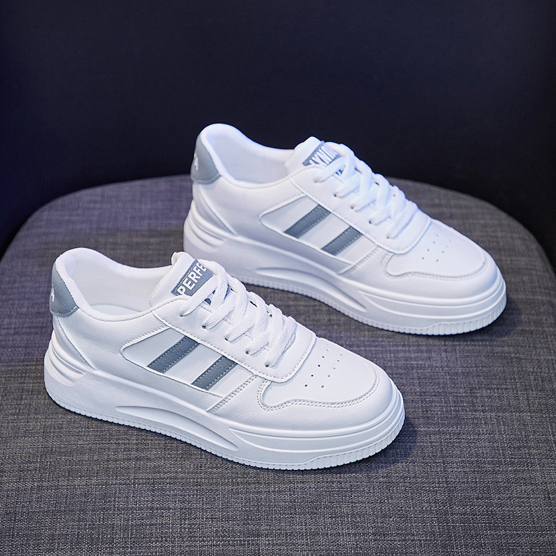 2023 popular lady white leather chunky walking style sneakers tennis footwear women casual shoes