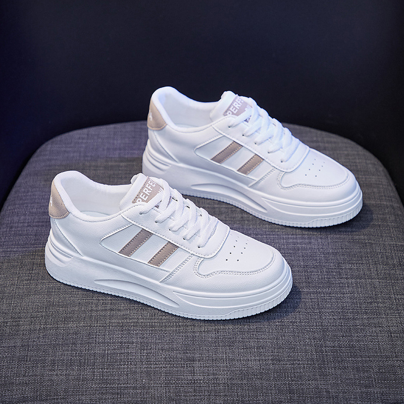 2023 popular lady white leather chunky walking style sneakers tennis footwear women casual shoes