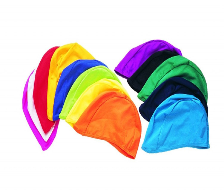 Popular polyester adult swimming caps with shiny surface,lycra swim caps with high elasticity fit both long hair and short hair