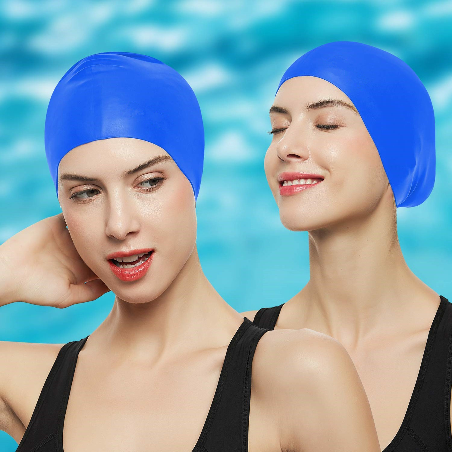 Silicone long hair swim caps are flexible enough fit for all sizes including lady,men,woman long hair caps latex swimming hats