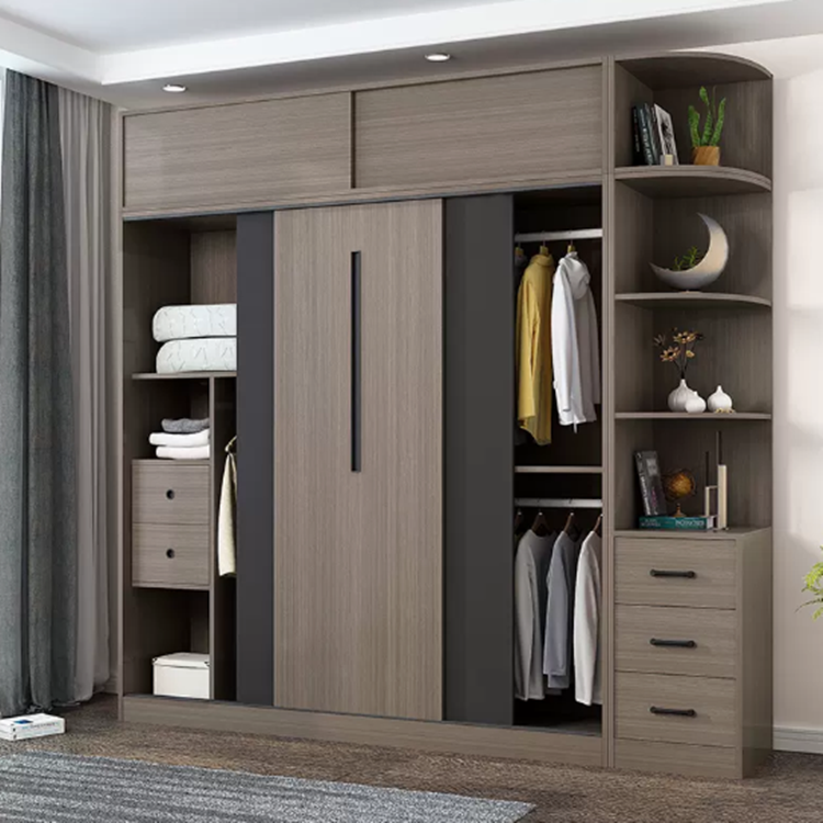 Modern simple luxury Custom 2 3 4 Door Wooden European style Wardrobe Bedroom Furniture armoire