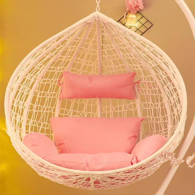 Custom Furniture Metal Rattan Leisure Egg Shaped adult Hanging Basket chair Balcony living room