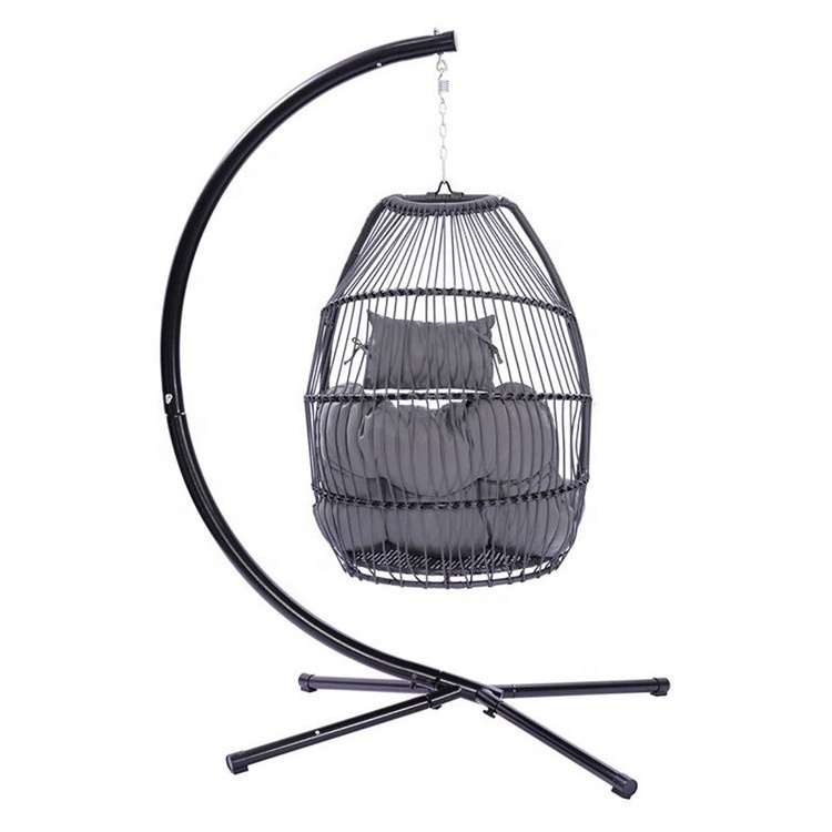 easy to storage foldable hanging chair rattan egg chair swing for balcony and garden