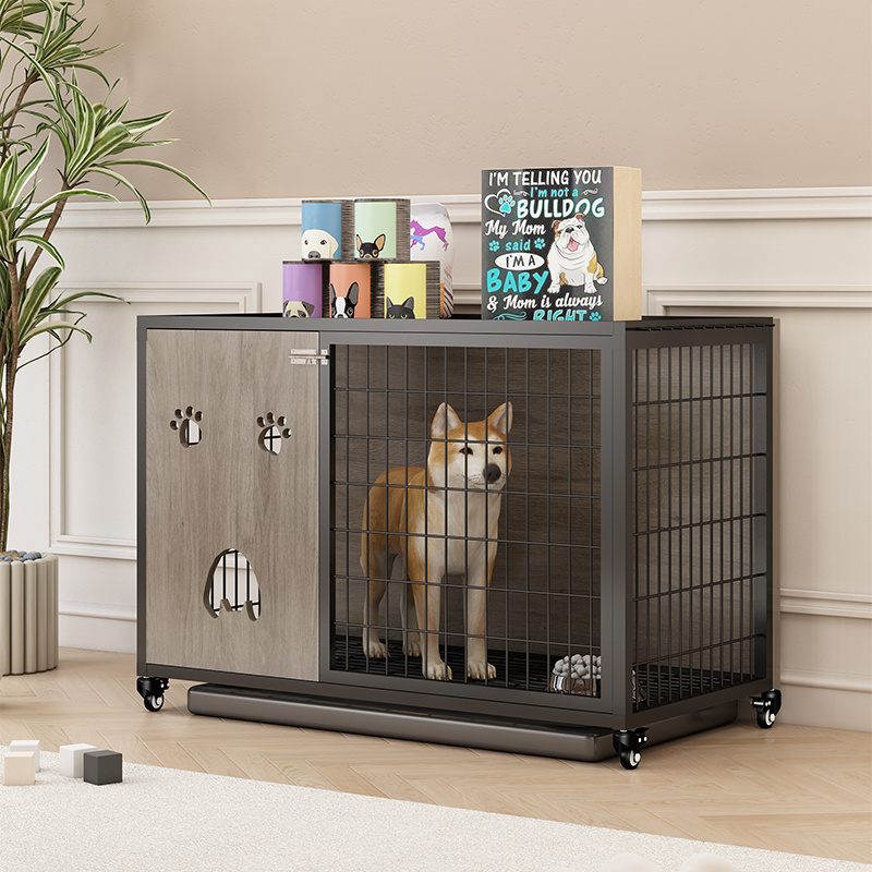 Indoor Home Living Room Bedroom Office Pet Dog Crate Houses Furniture Multifunctional Wooden Flip Top Metal Dog Kennels Cages