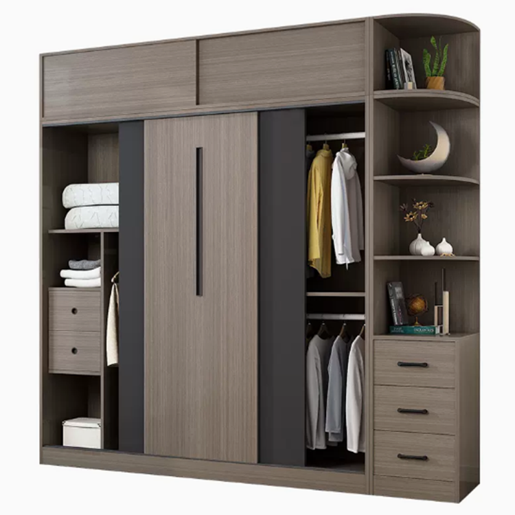 Modern simple luxury Custom 2 3 4 Door Wooden European style Wardrobe Bedroom Furniture armoire