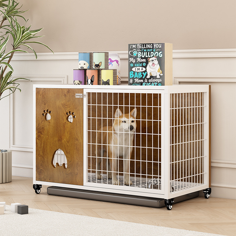 Indoor Home Living Room Bedroom Office Pet Dog Crate Houses Furniture Multifunctional Wooden Flip Top Metal Dog Kennels Cages