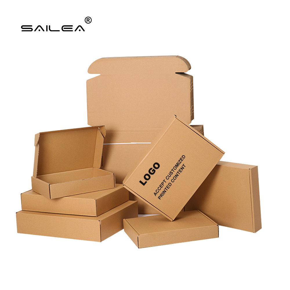 Custom Logo Printed Flat pack Packaging Box Corrugated Die Cut Folding Kraft Mailer Shipping Mailing Box