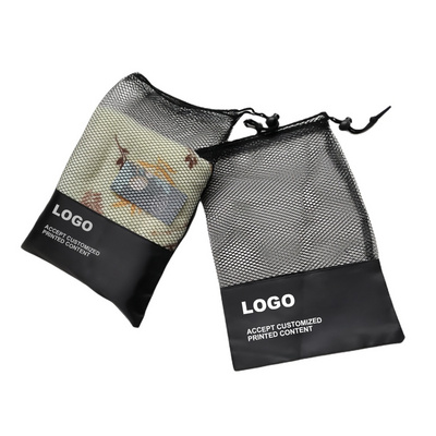 custom packaging Custom Small Nylon Mesh Net Storage Drawstring Pouch Bag Polyester style with mesh Splicing Drawstring Net Bag