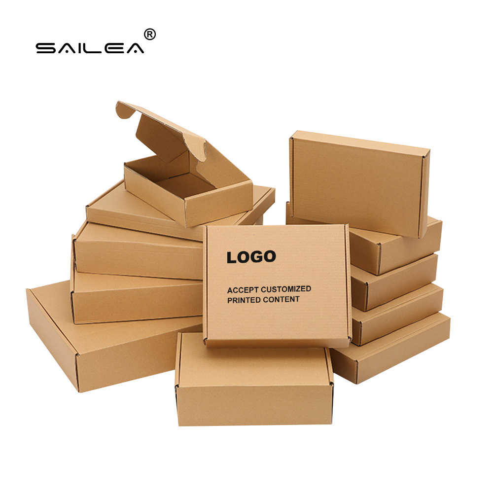 Custom Logo Printed Flat pack Packaging Box Corrugated Die Cut Folding Kraft Mailer Shipping Mailing Box