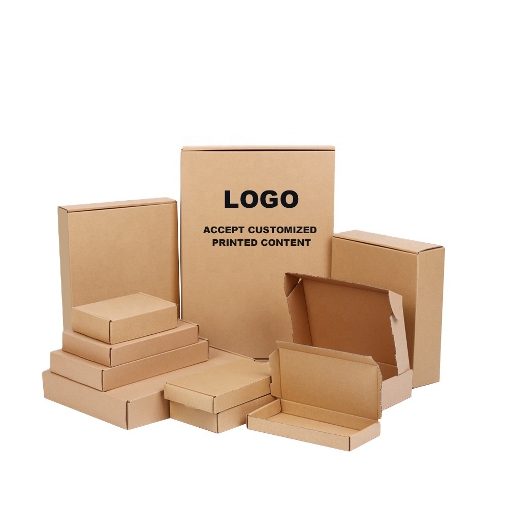 Custom Logo Printed Flat pack Packaging Box Corrugated Die Cut Folding Kraft Mailer Shipping Mailing Box