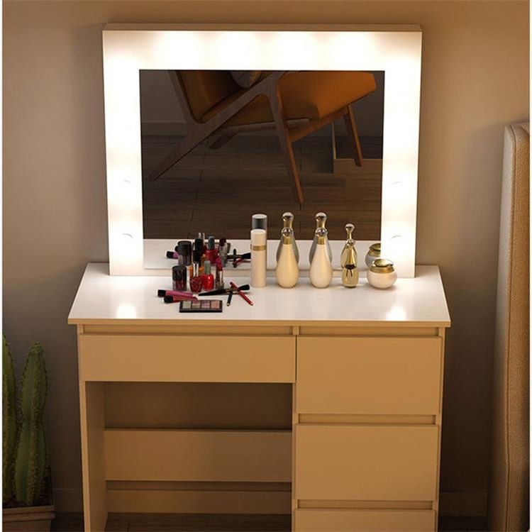 Makeup Dressing Table for Bedroom Small Space, Vanity Table and Bench for Women Gifts