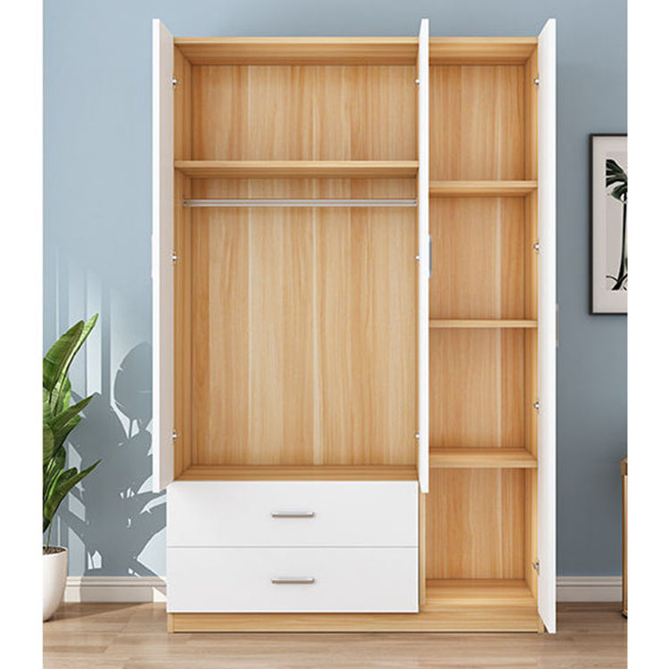 Bed room furniture 4 door cheap portable wooden wardrobe modern Cabinet Clothes Closet with Drawer Bedroom Organizer Big Closet