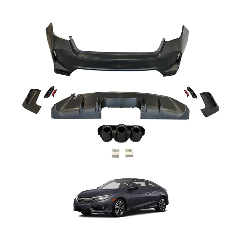 Carbon Fiber MP  Fiber  Spoiler Car  Diffuser Lip Dual Double Output Rear Bumper Lip Type R Body Kit For Honda Civic 2023