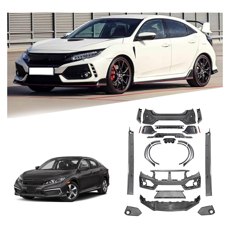 Car Front Bumper Grille Lip Splitter Spoiler Diffuser Side Skirt fender Guard Body Kit For Honda Civic 2016-2023