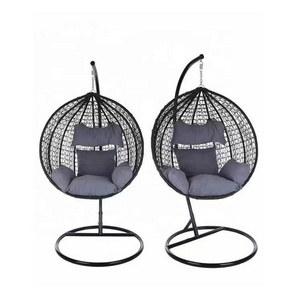 outdoor garden patio swings hanging egg chair rattan furniture with stand and cushion