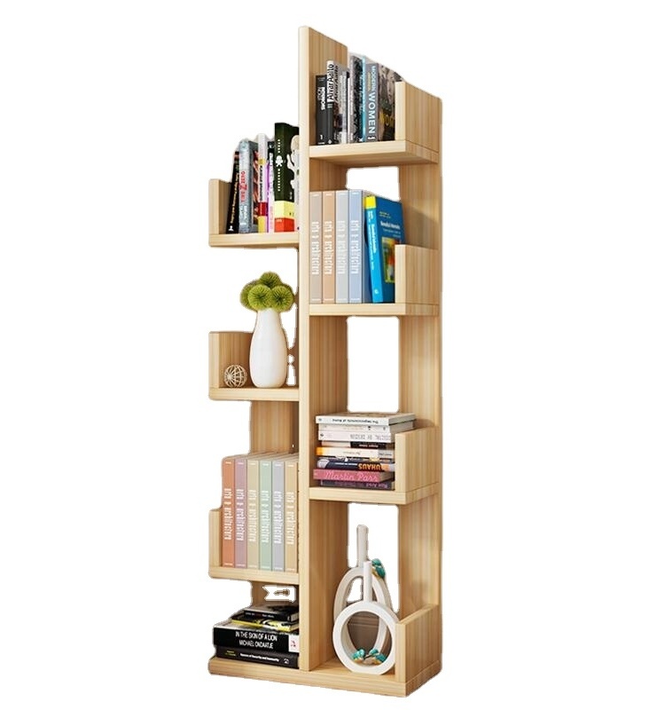 small size wooden storage rack tree bookshelf