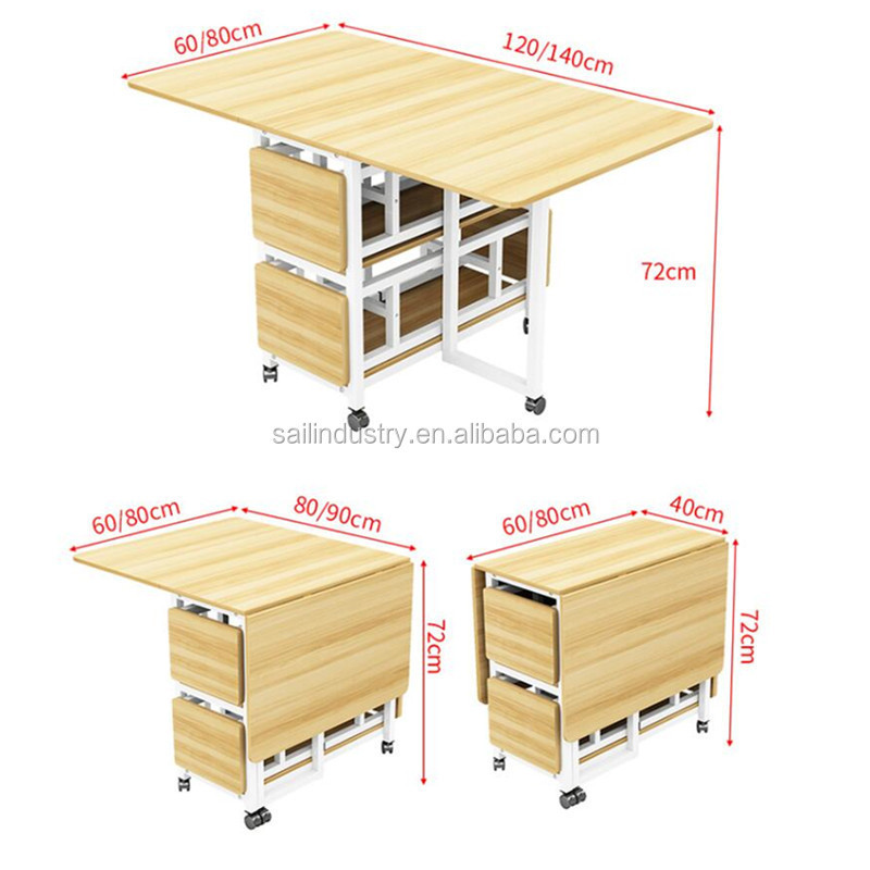 Wooden Folding Dining Set Extending Space Saving Space Table and 4 Chairs