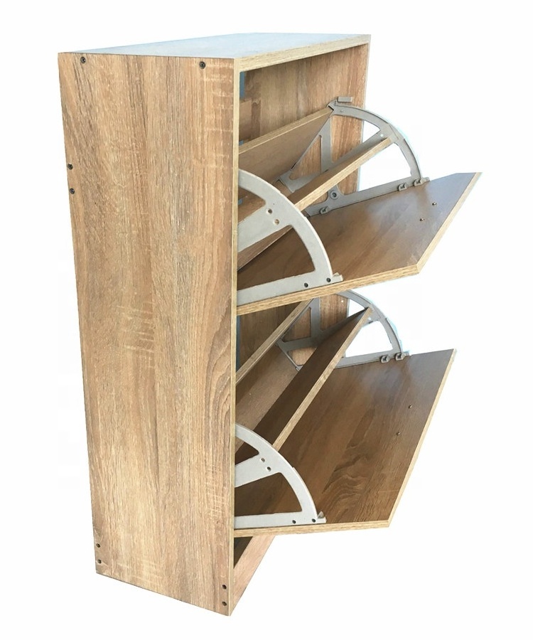 2 tier folding wooden shoe rack