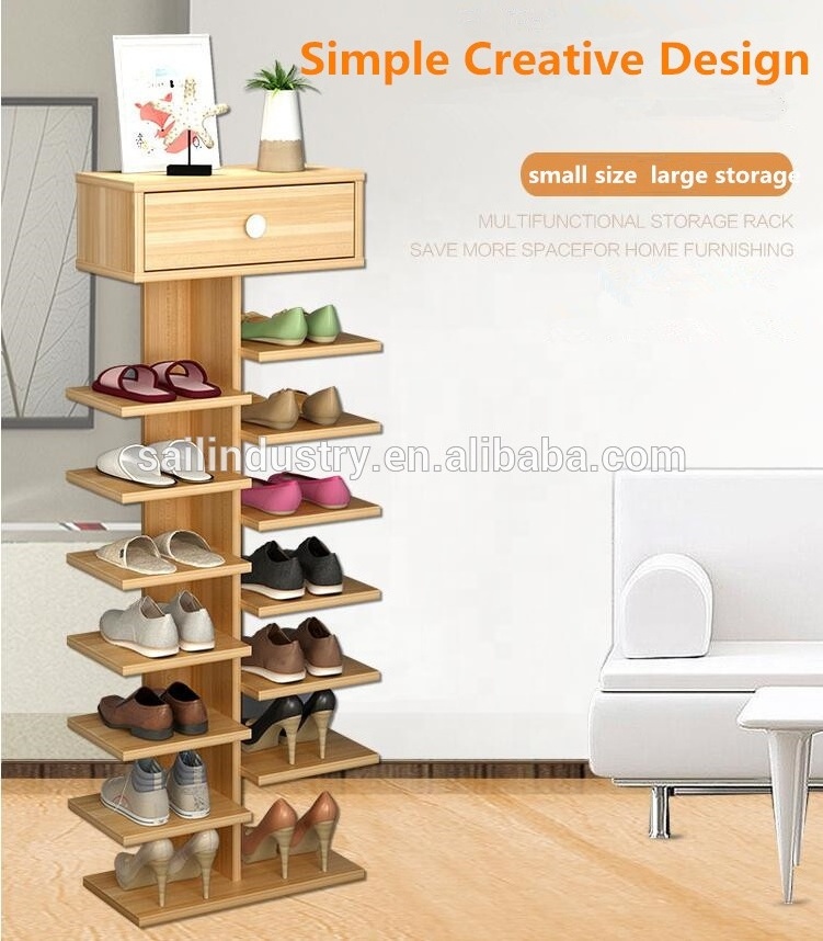 shouguang space saving corner shoe display rack